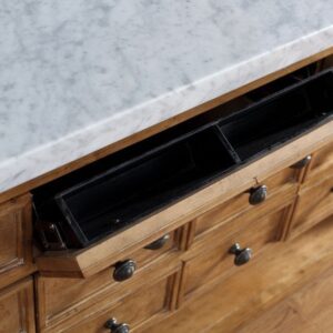 James Martin 500-V72-HON-3AF Malibu 72 Inch Honey Alder Double Vanity with 3 cm Arctic Fall Solid Surface Top