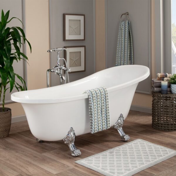 Altair 50169-BAT-WH-C Geneva 68 7/8 x 29 7/8 Inch Clawfoot Soaking Acrylic Bathtub