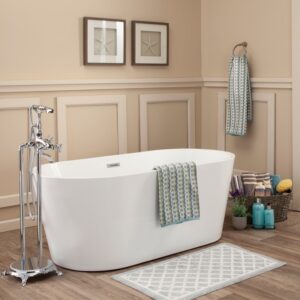 Altair 50859-BAT-WH-F Cielo 59 1/8 x 29 1/2 Inch Freestanding Soaking Acrylic Bathtub