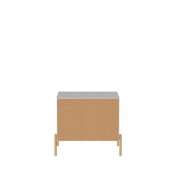 Manhattan Comfort Jasper Nightstand with Steel Gold Legs in White Gloss