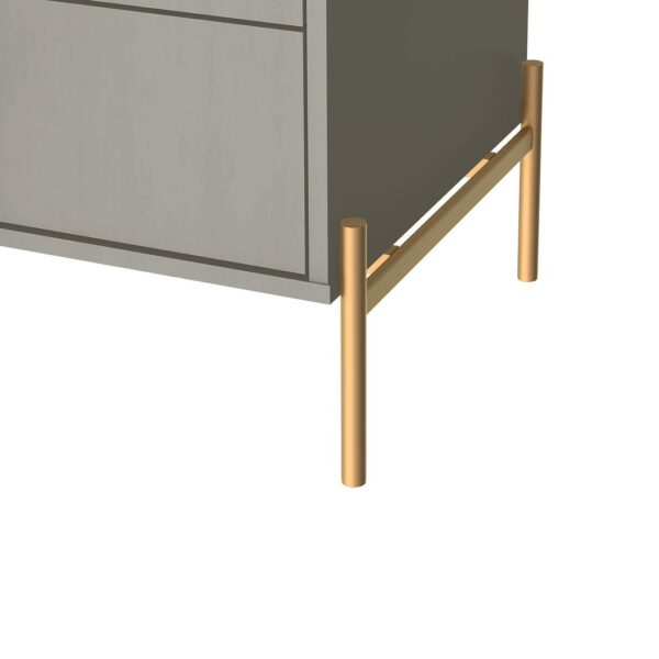 Manhattan Comfort Jasper Nightstand with Steel Gold Legs in Grey Gloss