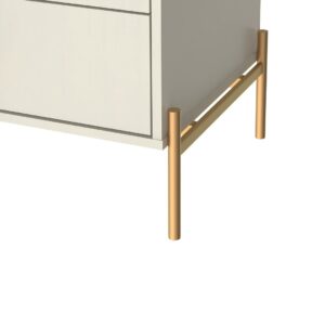 Manhattan Comfort Jasper Nightstand with Steel Gold Legs in Off White Matte