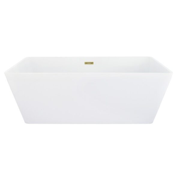 Altair 51359-BAT-WH-FS Terrak 59 1/8 x 28 3/8 Inch Flatbottom Freestanding Acrylic Soaking Bathtub with Drain and Overflow - Glossy White