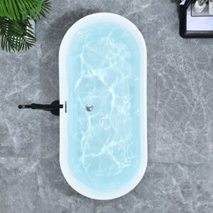 Altair 51563-BAT-BK-FC Kaprun 62 5/8 x 29 1/8 Inch Flatbottom Freestanding Acrylic Soaking Bathtub with Drain and Overflow - Glossy Black