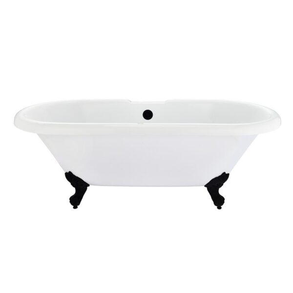 Altair 52167-BAT-WH-MB Kerta 66 7/8 x 29 1/8 Inch Acrylic Clawfoot Soaking Bathtub with Drain and Overflow - Glossy White