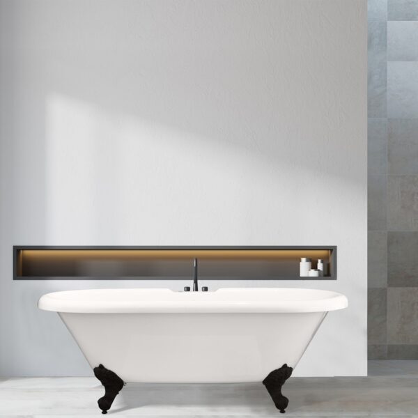 Altair 52167-BAT-WH-MB Kerta 66 7/8 x 29 1/8 Inch Acrylic Clawfoot Soaking Bathtub with Drain and Overflow - Glossy White