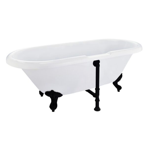 Altair 52167-BAT-WH-MB Kerta 66 7/8 x 29 1/8 Inch Acrylic Clawfoot Soaking Bathtub with Drain and Overflow - Glossy White