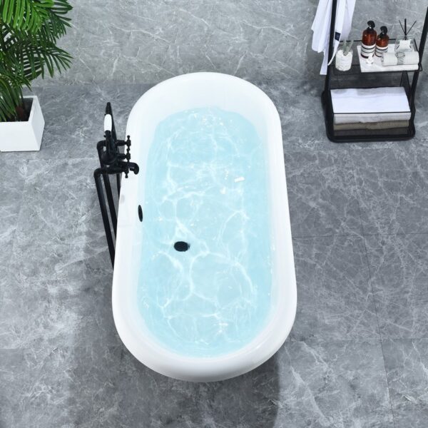 Altair 52167-BAT-WH-MB Kerta 66 7/8 x 29 1/8 Inch Acrylic Clawfoot Soaking Bathtub with Drain and Overflow - Glossy White