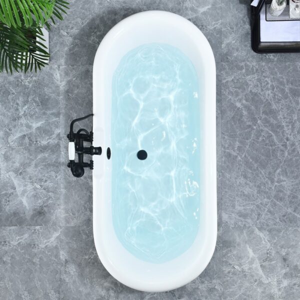 Altair 52167-BAT-WH-MB Kerta 66 7/8 x 29 1/8 Inch Acrylic Clawfoot Soaking Bathtub with Drain and Overflow - Glossy White