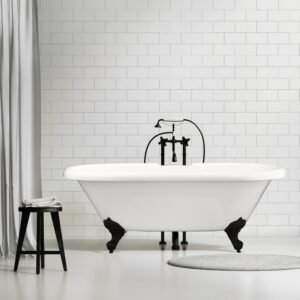 Altair 52167-BAT-WH-MB Kerta 66 7/8 x 29 1/8 Inch Acrylic Clawfoot Soaking Bathtub with Drain and Overflow - Glossy White