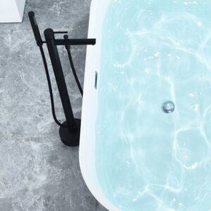 Altair 52367-BAT-GR-FC Szany 66 7/8 x 31 1/2 Inch Flatbottom Freestanding Acrylic Soaking Bathtub with Drain and Overflow - Matte Gray