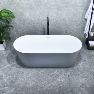 Altair 52367-BAT-GR-FC Szany 66 7/8 x 31 1/2 Inch Flatbottom Freestanding Acrylic Soaking Bathtub with Drain and Overflow - Matte Gray