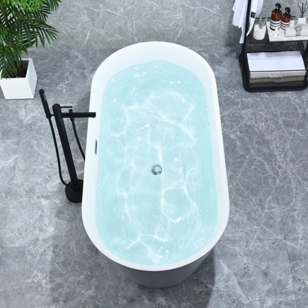 Altair 52367-BAT-GR-FC Szany 66 7/8 x 31 1/2 Inch Flatbottom Freestanding Acrylic Soaking Bathtub with Drain and Overflow - Matte Gray