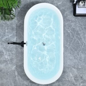 Altair 52367-BAT-GR-FC Szany 66 7/8 x 31 1/2 Inch Flatbottom Freestanding Acrylic Soaking Bathtub with Drain and Overflow - Matte Gray