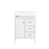 James Martin 527-V30-BW-3GEX Palisades 30 Inch Single Vanity in Bright White with 3 cm Grey Expo Quartz Top with Sink