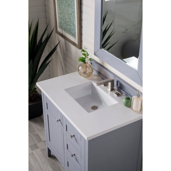 James Martin 527-V36-3WZ Palisades 36 Inch Single Vanity with 3cm White Zeus Quartz Top