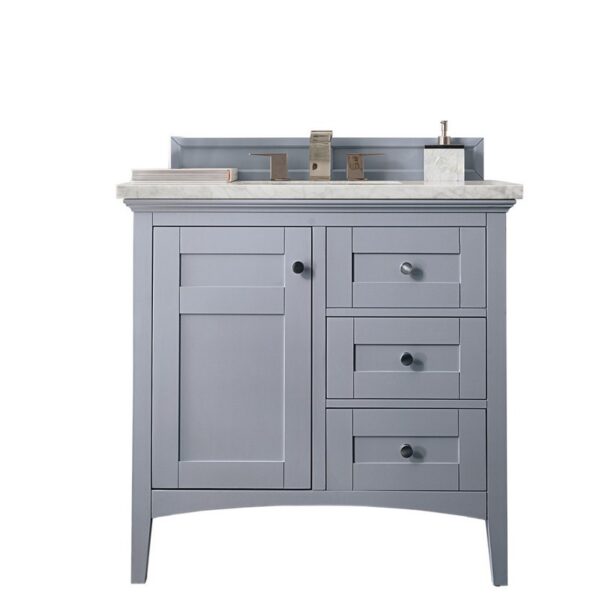 James Martin 527-V36-SL-3AF Palisades 36 Inch Single Vanity in Silver Gray with 3 cm Arctic Fall Solid Surface Top