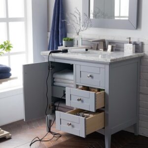 James Martin 527-V36-SL-3AF Palisades 36 Inch Single Vanity in Silver Gray with 3 cm Arctic Fall Solid Surface Top