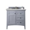 James Martin 527-V36-SL-3CAR Palisades 36 Inch Single Vanity in Silver Gray with 3 cm Carrara Marble Top