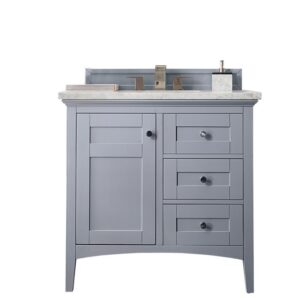 James Martin 527-V36-SL-3EJP Palisades 36 Inch Single Vanity in Silver Gray with 3 cm Eternal Jasmine Pearl Quartz Top with Sink