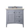 James Martin 527-V36-SL-3EMR Palisades 36 Inch Single Vanity in Silver Gray with 3 CM Eternal Marfil Quartz Top