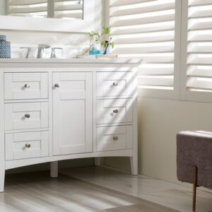 James Martin 527-V48-BW-3AF Palisades 48 Inch Single Vanity in Bright White with 3 cm Arctic Fall Solid Surface Top