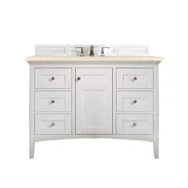 James Martin 527-V48-BW-3EMR Palisades 48 Inch Single Vanity in Bright White with 3 CM Eternal Marfil Quartz Top