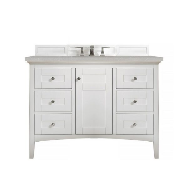 James Martin 527-V48-BW-3ESR Palisades 48 Inch Single Vanity in Bright White with 3 CM Eternal Serena Quartz Top