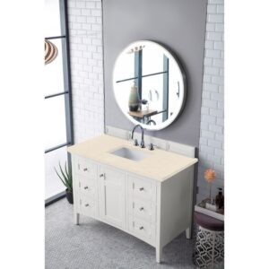 James Martin 527-V48-BW-3ESR Palisades 48 Inch Single Vanity in Bright White with 3 CM Eternal Serena Quartz Top