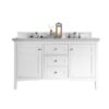 James Martin 527-V60D-BW-3AF Palisades 60 Inch Double Vanity in Bright White with 3 cm Arctic Fall Solid Surface Top