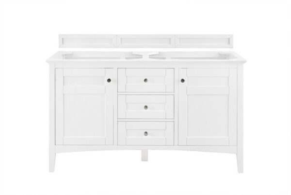 James Martin 527-V60D-BW-3GEX Palisades 60 Inch Double Vanity in Bright White with 3 cm Grey Expo Quartz Top with Sink