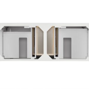 James Martin 527-V60D-BW-3GEX Palisades 60 Inch Double Vanity in Bright White with 3 cm Grey Expo Quartz Top with Sink