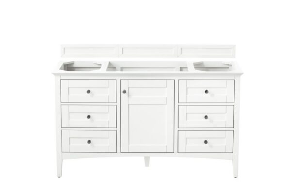 James Martin 527-V60S-BW-3GEX Palisades 60 Inch Single Vanity in Bright White with 3 cm Grey Expo Quartz Top with Sink