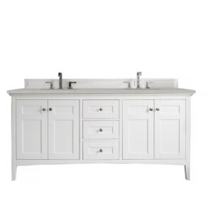 James Martin 527-V72-BW-3ESR Palisades 72 Inch Double Vanity in Bright White with 3 CM Eternal Serena Quartz Top