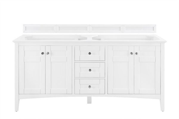 James Martin 527-V72-BW-3GEX Palisades 72 Inch Double Vanity in Bright White with 3 cm Grey Expo Quartz Top with Sink