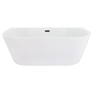 Altair 52767-BAT-WH Satchi 67 x 31 1/2 Inch Flatbottom Freestanding Acrylic Soaking Bathtub with Drain and Overflow in Glossy White