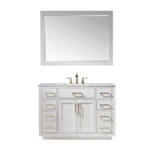 Altair 531048-CA Ivy 48 Inch Single Sink Bathroom Vanity Set with Carrara White Marble Countertop and Mirror