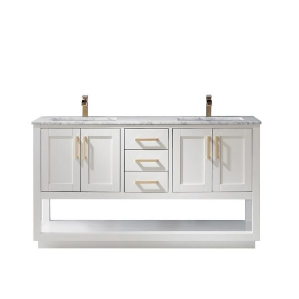 Altair 532060-CA-NM Remi 60 Inch Double Sink Bathroom Vanity with Carrara White Marble Countertop