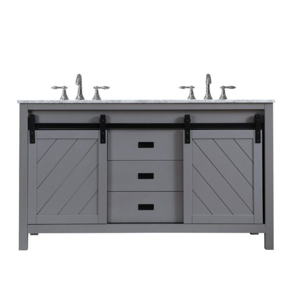 Altair 536060-CA-NM Kinsley 60 Inch Double Sink Bathroom Vanity with Carrara White Marble Countertop