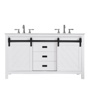 Altair 536060-CA-NM Kinsley 60 Inch Double Sink Bathroom Vanity with Carrara White Marble Countertop