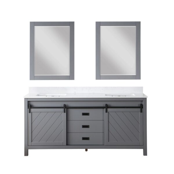 Altair 536072-AW Kinsley 72 Inch Double Sink Bathroom Vanity Set with Aosta White Composite Stone Countertop with Mirror