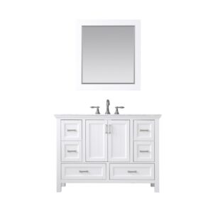 Altair 538048-CA Isla 48 Inch Single Sink Bathroom Vanity Set with Carrara White Marble Countertop and Mirror