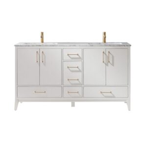 Altair 541060-CA-NM Sutton 60 Inch Double Sink Bathroom Vanity with Carrara White Marble Countertop