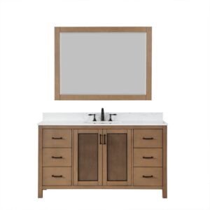 Altair 542060S-AW Hadiya 60 Inch Single Sink Bathroom Vanity with Carrara White Composite Stone Countertop