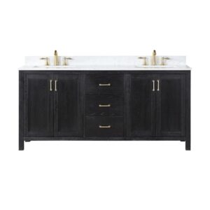 Altair 542072-AW-NM Hadiya 72 Inch Double Sink Bathroom Vanity Set with Aosta White Composite Stone Countertop without Mirror