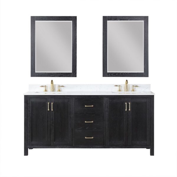 Altair 542072-AW Hadiya 72 Inch Double Sink Bathroom Vanity with Carrara White Composite Stone Countertop