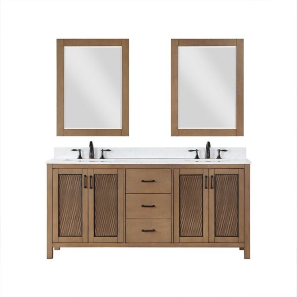 Altair 542072-AW Hadiya 72 Inch Double Sink Bathroom Vanity with Carrara White Composite Stone Countertop