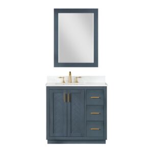 Altair 543036-GW Gazsi 36 Inch Single Sink Bathroom Vanity with Grain White Composite Stone Countertop