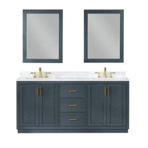 Altair 543072-GW Gazsi 72 Inch Double Sink Bathroom Vanity with Grain White Composite Stone Countertop