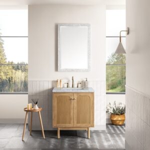 James Martin 545-V30-LNO-3CAR Laurent 30 Inch Light Natural Oak Single Sink Vanity with 3 cm Carrara Marble Top